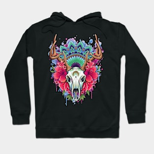 Stag Skull Floral Design by Lorna Laine Hoodie